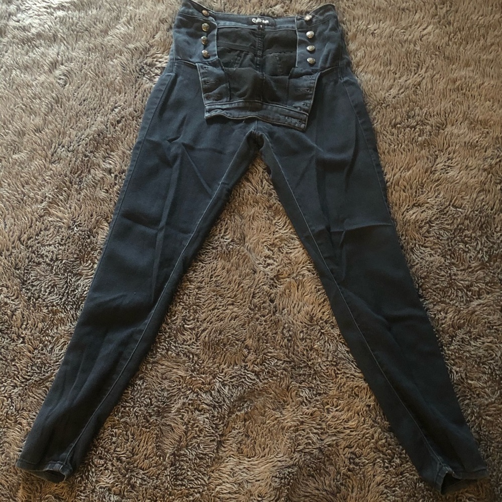 Cello Black Sailor High Waisted Skinny Jeans
